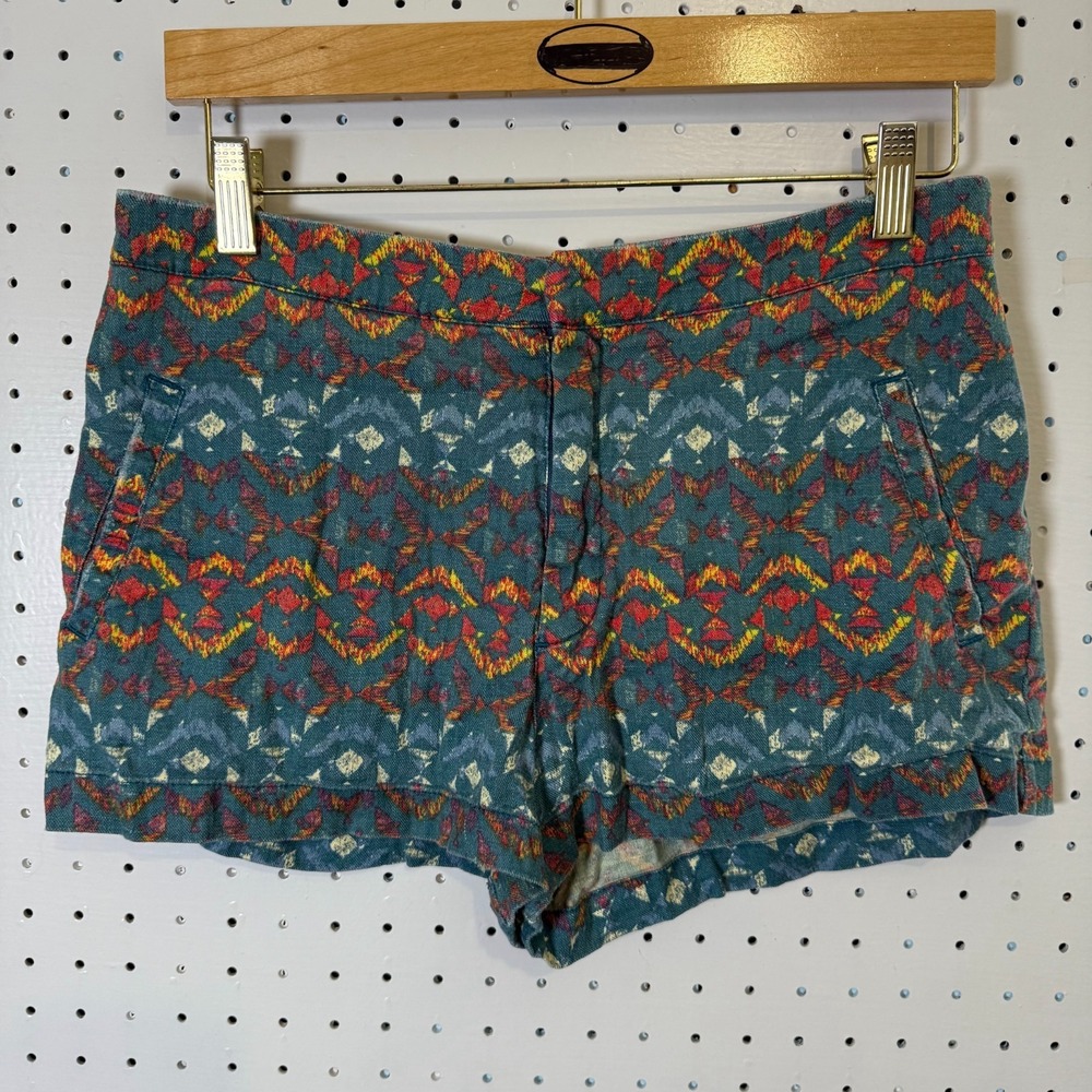 Free‎ People Bohemian Shorts Women's 6 Multicolor Linen Pockets 1.5" Inseam